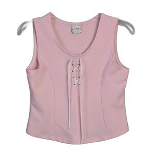 Pink & Blue Light Pink Stretch Sleeveless Top Polyester Size 13/14 VINTAGE